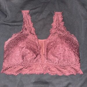 Aerie Eyelash Lace Bralette in Burgundy